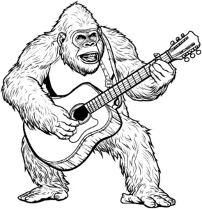 gitarre-spielender-gorilla-ausmalbild