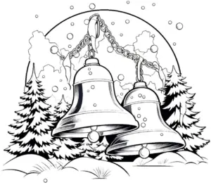 glocken-mit-tannenbaeumen-in-winterlandschaft