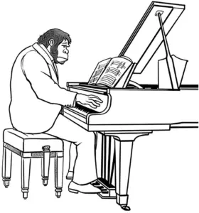 gorilla-am-piano-ausmalbild