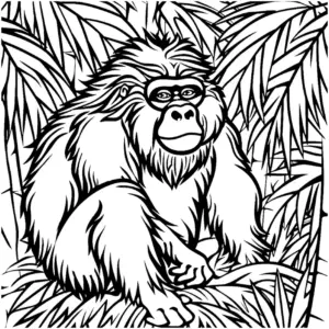 gorilla-ausmalbild-im-dschungel-mit-pflanzen