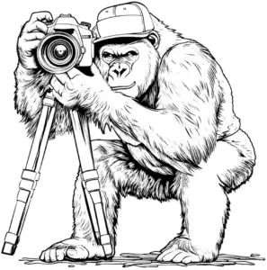 gorilla-mit-kamera-ausmalbild