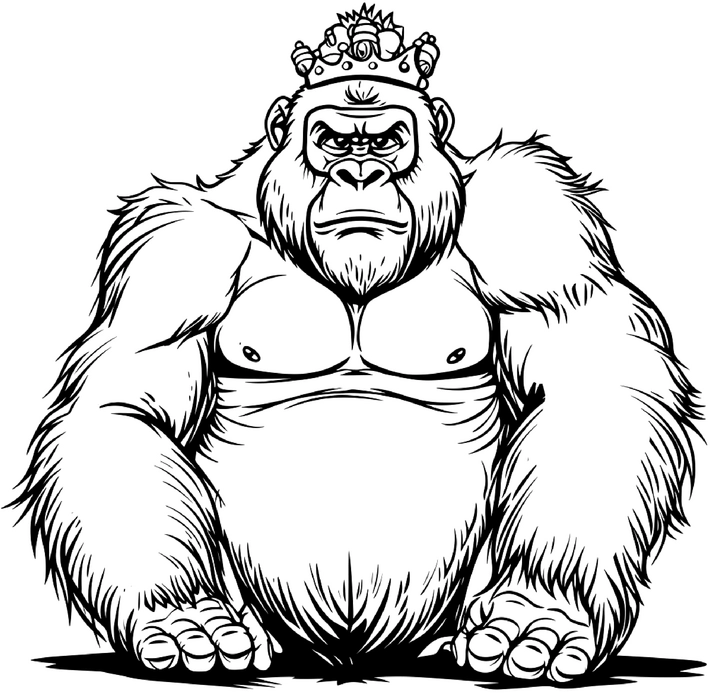 gorilla-mit-krone-ausmalvorlage
