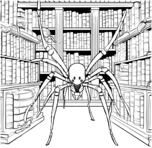 grosse-spinne-in-einer-bibliothek