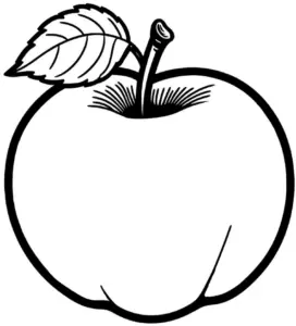 grosser-apfel-ausmalbild-mit-blatt-und-stil