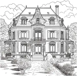 grosses-haus-mit-pflanzen-und-garten-ausmalbild