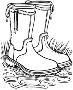 gummistiefel-ausmalbild-in-einer-pfuetze