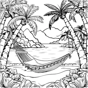haengematte-zwischen-palmen-am-wasser-ausmalbild