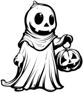 halloween-ausmalbild-mit-geist-und-kuerbis