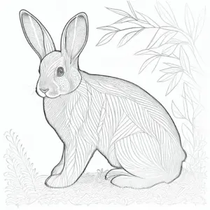 hase-ausmalbild-mit-pflanzen-und-mustern