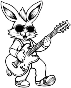 hase-mit-e-gitarre-und-sonnenbrille-ausmalbild