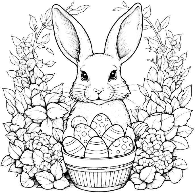 hasen-mit-ostereiern-und-blumen-ausmalbild