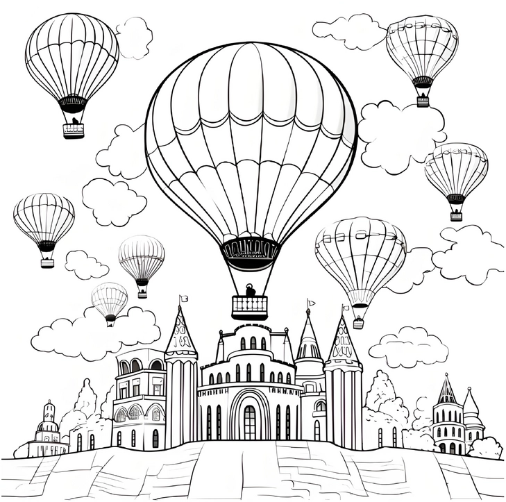 heissluftballons-ueber-einer-beeindruckenden-architektur