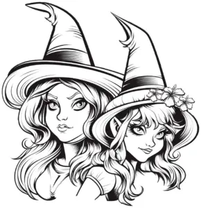 hexen-ausmalbild-mit-zwei-charakteren