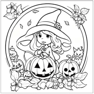 hexen-mit-kuerbis-und-blumen-ausmalbild