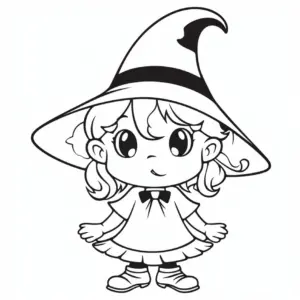 hexenmaedchen-ausmalbild-mit-hut-und-kleid