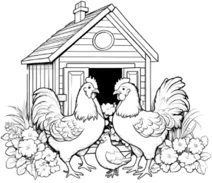huehner-und-kueken-vor-huehnerhaus