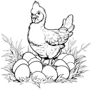 huhn-mit-eiern-ausmalbild