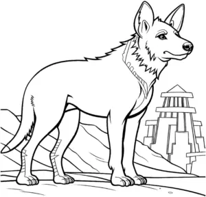 hund-vor-architektonischer-struktur-ausmalbild