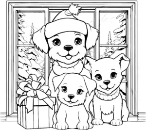 hunde-vor-weihnachtsfenster-mit-geschenk
