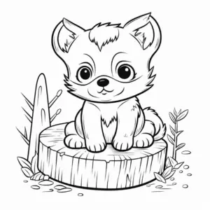 hundewelpe-auf-baumstamm-ausmalbild