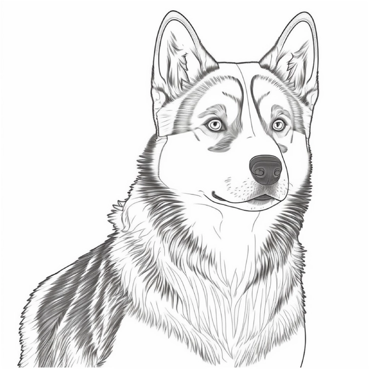 husky-ausmalbild-mit-detaillierter-linienzeichnung