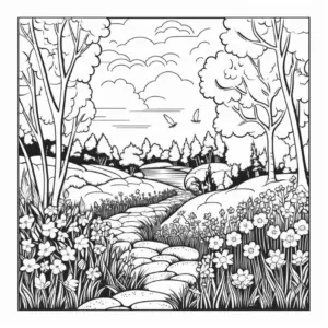 idyllische-landschaft-mit-fluss-und-blumen