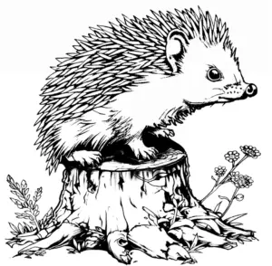 igel-auf-baumstamm-ausmalbild-illustration