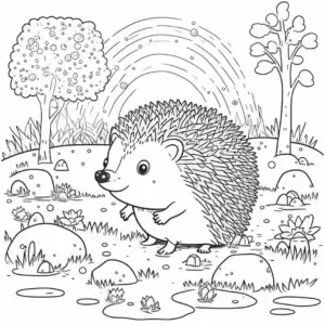 igel-in-einer-bunten-landschaft-ausmalbild