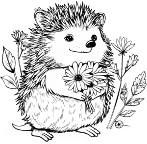 igel-mit-blumen-ausmalbild