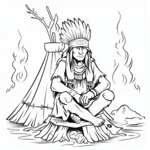 indianer-im-tipi-mit-feuer-ausmalbild