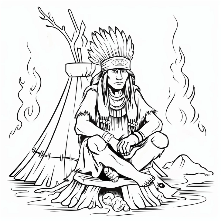 indianer-im-tipi-mit-feuer-ausmalbild