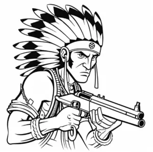 indianer-mit-waffe-ausmalbild-malen-nach-zahlen