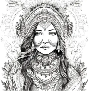 indigene-frau-mit-traditionellem-schmuck-ausmalbild