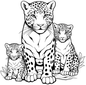 jaguare-ausmalbild-in-harmonischer-anordnung
