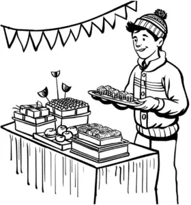 junge-am-suessigkeitenstand-mit-festlicher-dekoration