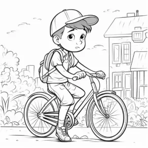 junge-auf-einem-fahrrad-mit-rucksack-ausmalbild