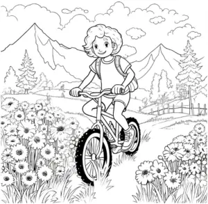 junge-beim-fahrradfahren-in-der-natur-ausmalbild