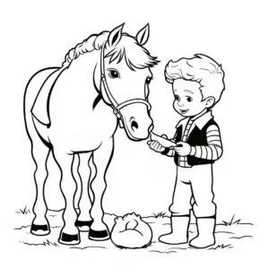 junge-fuetert-pferd-im-reiterhof