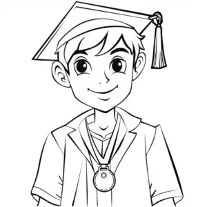 junge-mit-absolventenhut-und-medaille-ausmalbild