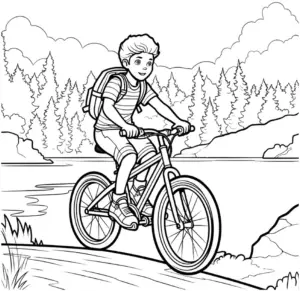 junge-mit-fahrrad-in-der-natur-ausmalbild