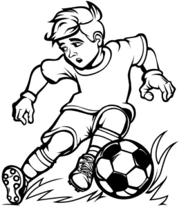 junger-fussballspieler-ausmalbild-auf-gruenem-gras