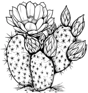 kaktus-mit-bluete-und-knospen-ausmalbild