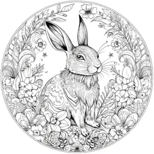 kaninchen-ausmalbild-mit-blumenlandschaft