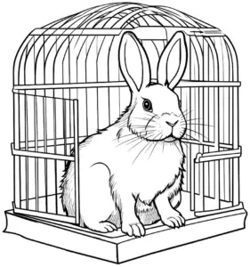 kaninchen-im-gitterkaefig-ausmalbild