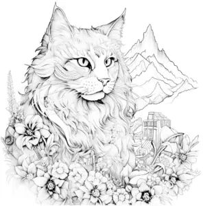 kater-in-blumenlandschaft-mit-bergen