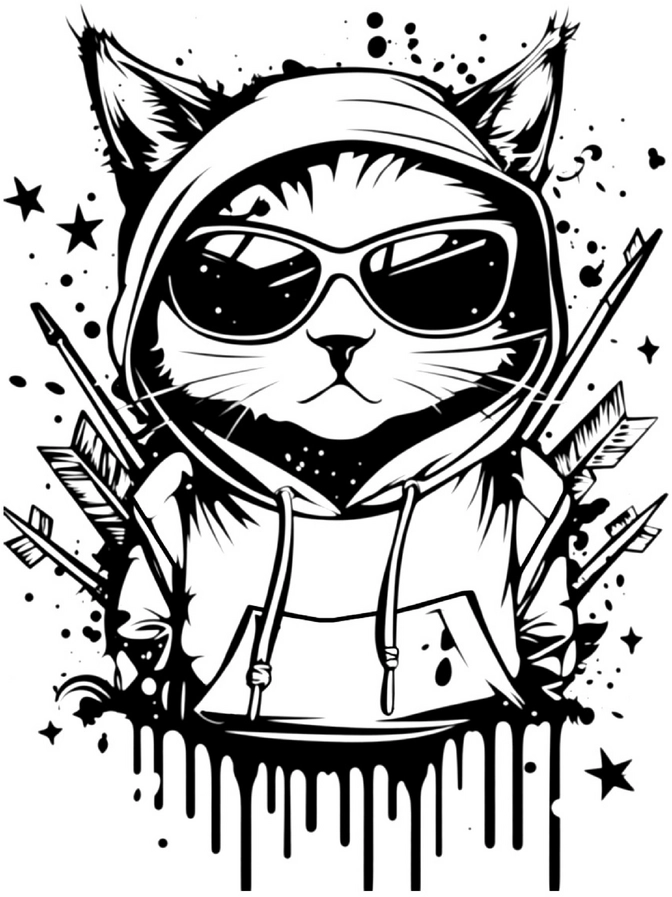 katze-im-kapuzenpullover-sonnenbrille-und-pfeilen