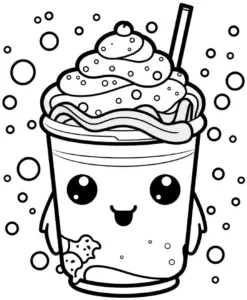 kawaii-ausmalbild-getraenkebecher-mit-sahne-und-blasen