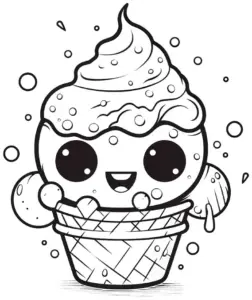 kawaii-eis-ausmalbild-mit-fröhlichem-gesicht-und-blasen