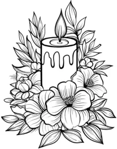 kerze-mit-blumen-ausmalbild