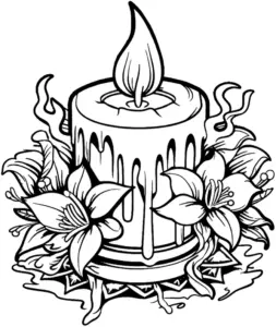 kerze-mit-blumen-ausmalbild-kerzenlicht